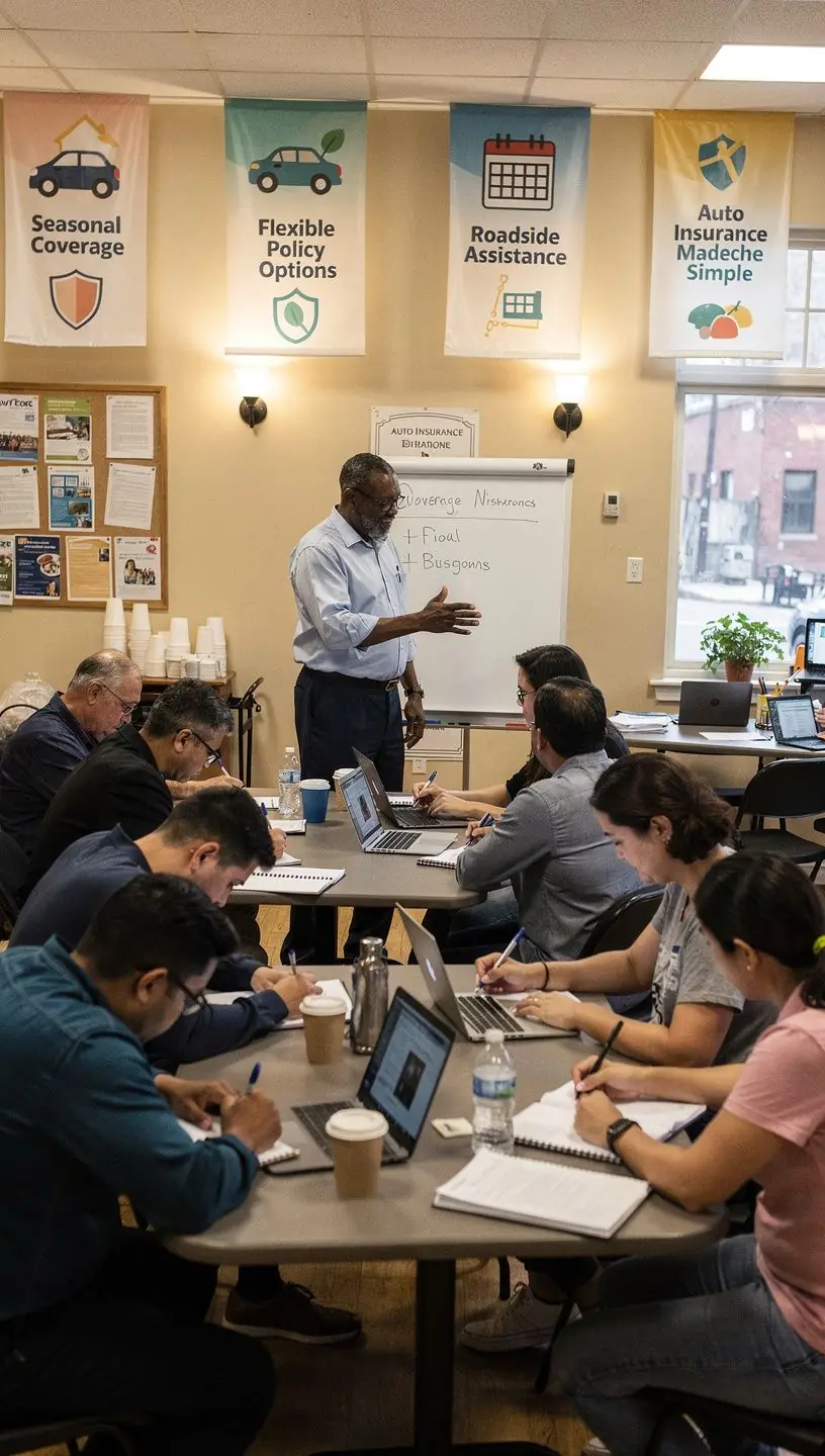 Tablica z jasnymi warunkami dotyczących różnych pokryć ubezpieczeniowych dla pojazdów.