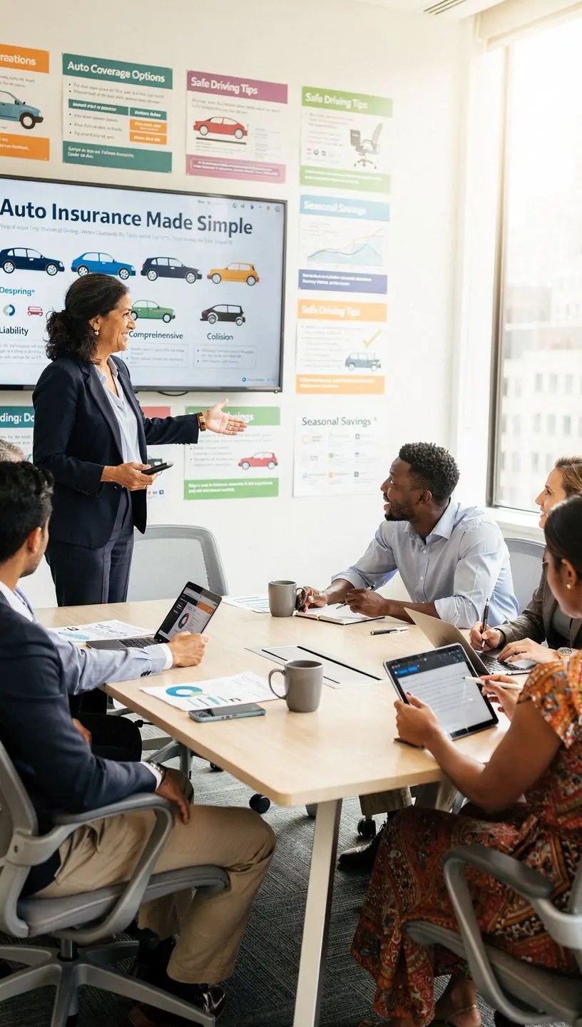 Tablica z opcjami pokrycia przedstawiająca przystępne warunki ubezpieczenia.