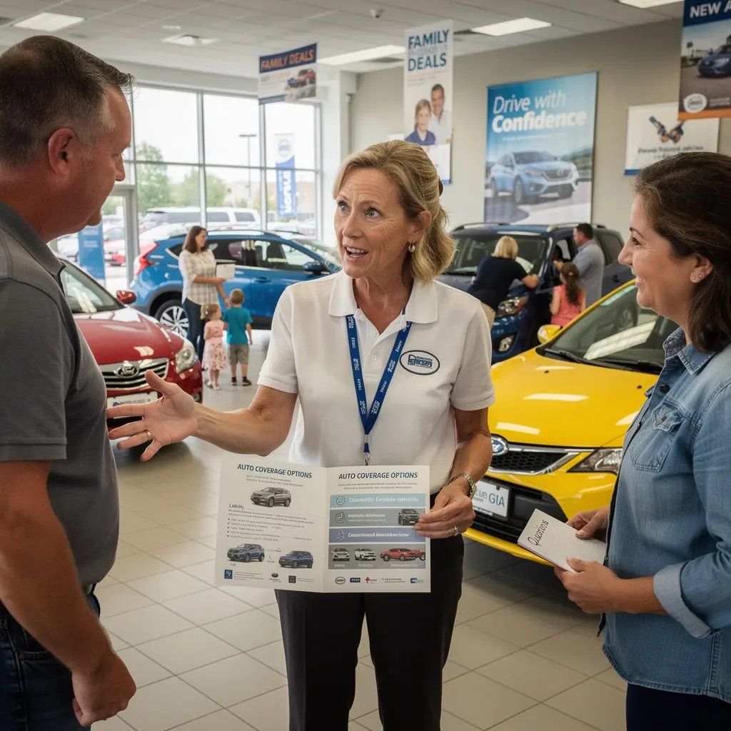 Osoba analizująca dokumenty dotyczące opcji ubezpieczenia samochodu w biurze.