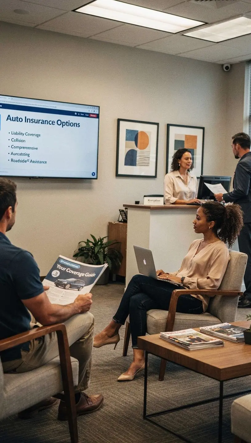 Obrazek pokazujący porady dotyczące ubezpieczenia samochodowego i najpopularniejsze opcje ochrony.